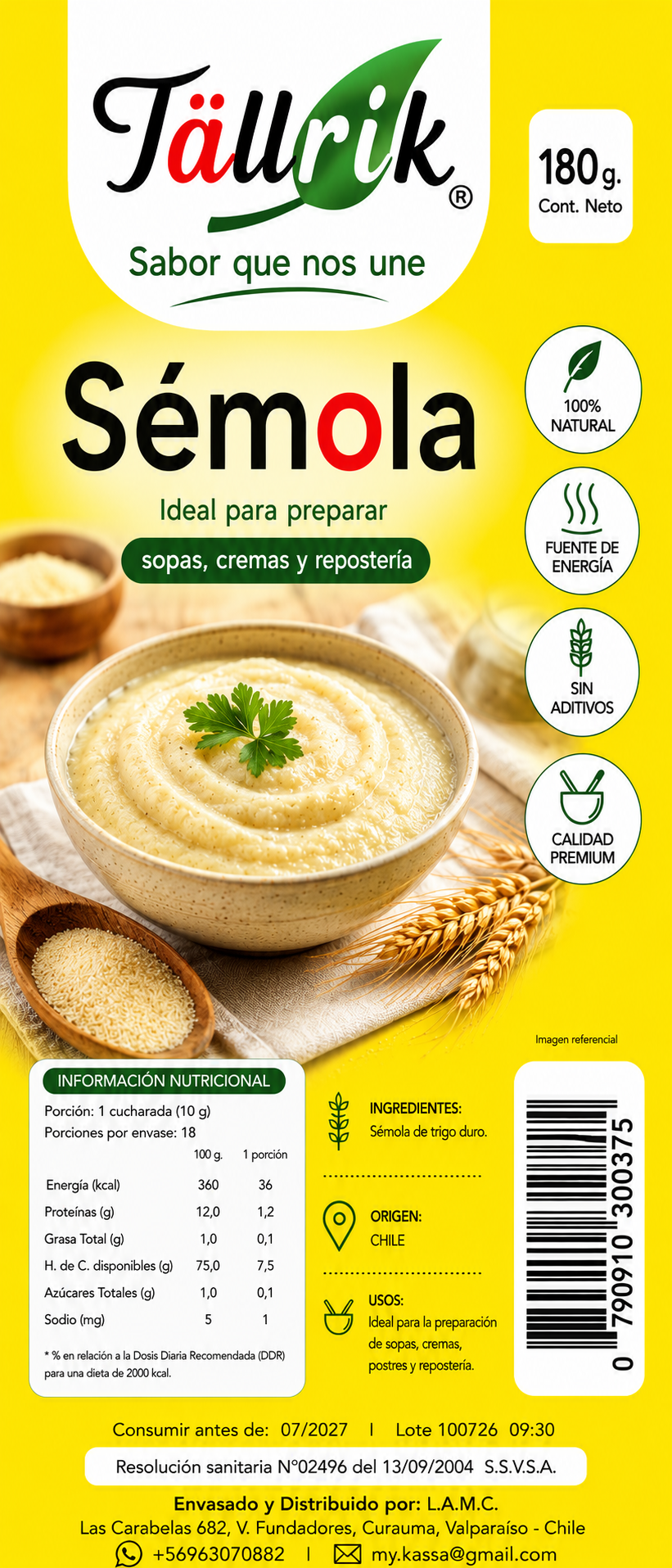 Etiqueta de Sémola Tallrik